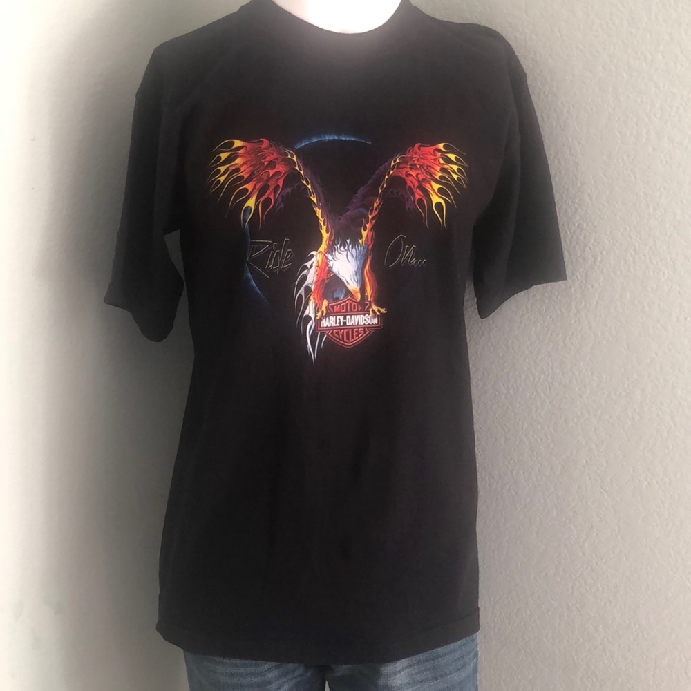 Harley Davidson Short Sleeve Black Eagle Maui Hawaii Shirt - L